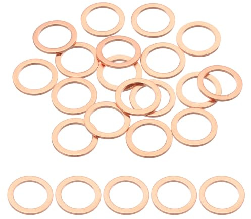 PATIKIL 18Pcs Arandelas de Cobre M10, M10x14x1mm Arandelas de Compresión Planas de Cobre Anillo de Sellado Métricas para Sujetar Tornillos Pernos