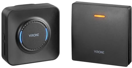 Virone TELERO AC Campanello Senza Fili da Esterno - Non Richiede Batterie - 39 Suonerie - 4 Livelli di Volume max.100dB - Campanello per Anziani - 230V Portata fino a 200m IP44