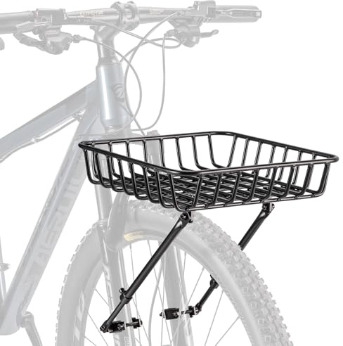 CXWXC Cykelkorg med främre bagagehållare – stor cykelkorg fram med hållstag – aluminiumframkorg med stor kapacitet