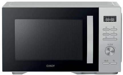 Candy CMGA31W8DLS Microondas con Grill, 31L, 900W-1500W, 5 Niveles de Potencia, 8 automenús, Bloqueo Infantil, Plato 31,5CM, Display Digital, Descongelación, Apertura Izquierda, Inox