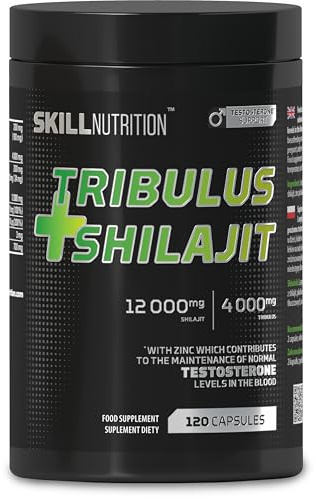 SKILL Nutrition Tribulus + Shilajit | 120 Kapseln | L-Arginin, Zink, Selen, Bor | Natürliche Unterstützung für Testosteron & Vitalität | Für aktive Männer | Nahrungsergänzungsmittel