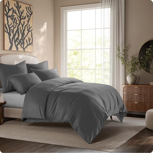 Seralino Lyocell Bettwäsche 200x200 Dunkelgrau + 80x80 cm Grau | 100% Lyocell (Tencel)| besonders weiche hochwertig | Reißverschluss | Oeko-Tex | für Allergiker geeignet | Atmungsaktiv gegen Schweiß
