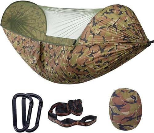 UZAMIRLEX Hamaca Colgante, Hamaca de Camping for 2 Personas con mosquitera, Dos toldos y Correas for árboles, 290 x 140 cm(D)