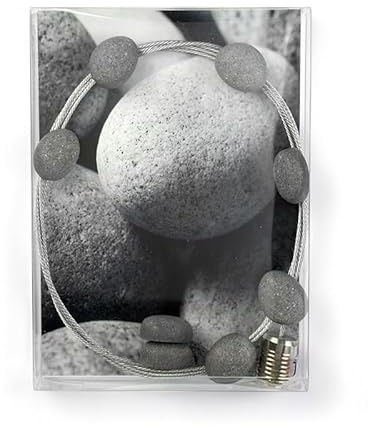 Kraftheld | Fotoseil 150cm mit 8er Set Deko-Magnete Stone | Stein-Magnete bunt, dekorativ | Fotoleine mit steinförmigen Magneten für Fotos | Magnet-Deko als Geschenk