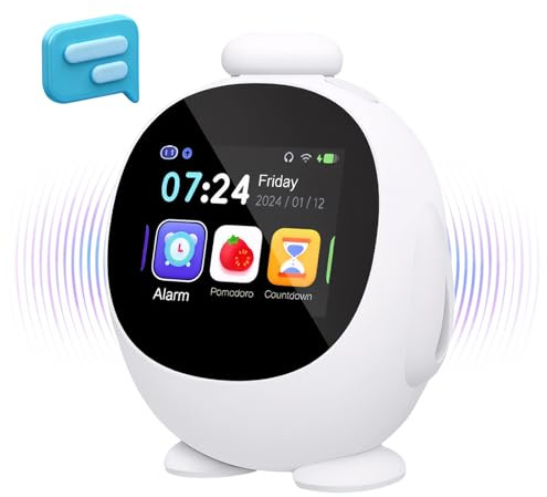 JAHUYU Smart Alarm Clock for Kids with AI Voice & Time Management, Sleep Trainer with 12 White Noise Sounds, Ok to Wake Night Light, Toddler Clock for Bedroom, Fun Educational Children Gift