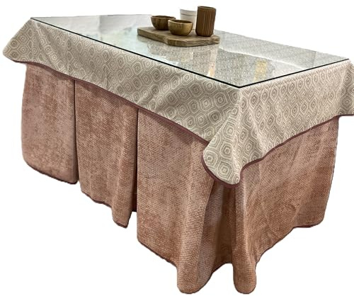 Genérico Mantel de Mesa Ropa de Mesa Camilla Tejido RÚSTICO Terciopelo Elegante Extragrueso - Color Rosa - Varias Medidas - Falda Mesa Camilla, Enaguillas, Enaguas, Ropa Chenilla (110X70CM)