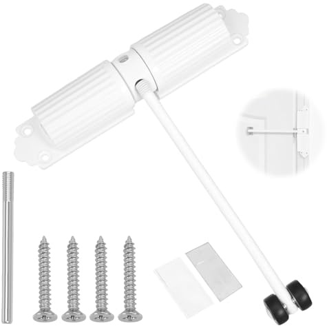 Automatischer Türschließer Gartentor - 1 Stück Edelstahl Federbelasteter Türschließer, Door Closer mit Schrauben und Einstellhebel für Innen- und Außenbereich für Zimmertür, Büro, Gartentor (Weiß)