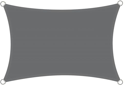 Rivenlo Sonnensegel Rechteckig 3x5m HDPE UV Schutz 5x3 Meter Sonnenschutz Wetterbeständig Atmungsaktiv für Balkon Garten Balkon und Terrasse inkl Befestigungsseile Anthrazit