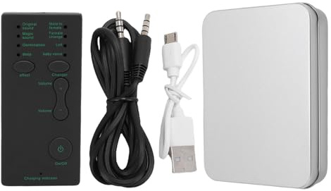 TARSHYRY Changeur de Voix Portable, 4 Effets Sonores, 4 Changements de Son avec Interface 3,5 Mm, Rechargeable par USB, pour Smartphones, PC, Tablettes, Consoles de Jeu, Diffusion en