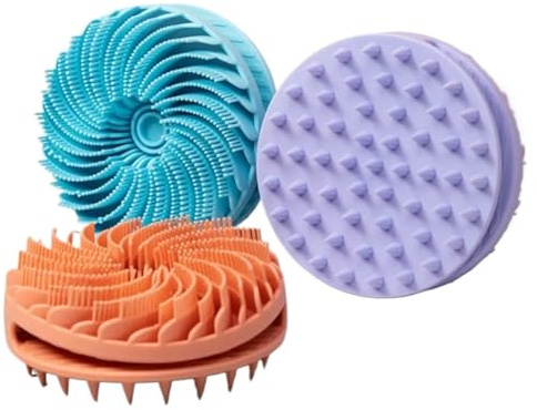 Shungong Cepillo de ducha de cerdas suaves de doble cara - Cepillo de champú corporal de masaje de silicona for limpieza profunda y eliminación de barro(Mix(3pcs))