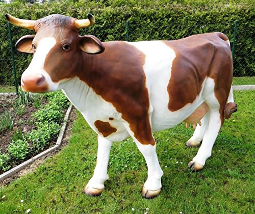 XXL Kuh lebensgross ca. 230cm Premium Gartendeko lebensecht Garten-Deko Figur braun-Weiss