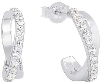Amor Creolen 925 Sterling Silber Damen Ohrschmuck, mit Zirkonia synth., Kommt in Schmuck Geschenk Box