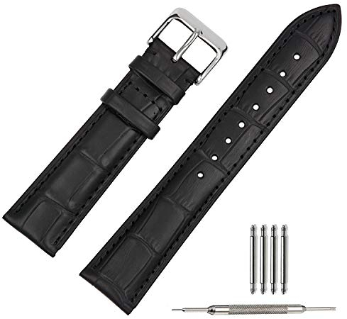 TStrap Uhrenarmband 21mm - Leder Armband Herren - Lederarmband Uhrenband mit Edelstahl Dornschließe - 14mm 16mm 18mm 19mm 20mm 22mm 23mm 24mm