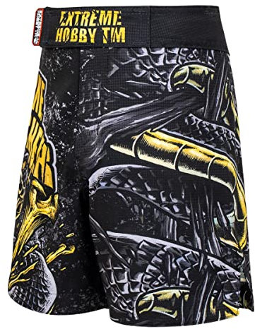Extreme Hobby Athletic Kurze Hosen für Kinder Bone Crusher, Shorts Jungen Trainingshose Mädchen Schnell Trocknend Sporthose Kickboxen MMA Muay Thai Größe 116