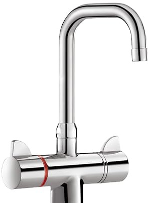 Delabie - Mitigeur thermostatique individuel SECURITHERM a bec orientable L120 pour lavabo ou lave-mains. manette ergo Ref H9726