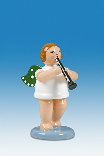 Rudolphs Schatzkiste Holzfigur Engel mit Klarinette und Krone Höhe 6cm NEU Holzengel Instrument Seiffen Erzgebirge Figur Dekoration Holzfiguren Weihnachten Fensterschmuck Spielzeug Deko