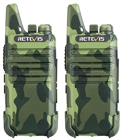 Retevis RT622 Walkie Talkie, Wiederaufladbares Funkgerät für Erwachsene, 16 Kanäle, VOX, Outdoor Mini Profi Walkie Talkies mit Großer Reichweite für Radfahren, Camping (Camouflage, 1 Paar)