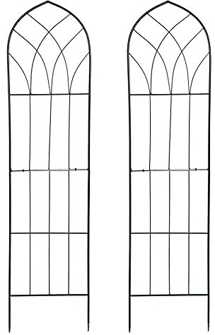 RUDDINGS WOOD Set of 2 x 1.6m Gothic Black Garden Plant Support Trellises - Wall Mounted Climbing Plant Frame Trellis