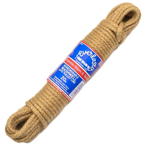 EVERLASTO 'Washwell' Natural Biodegradable Jute Clothes Line Washing Line Pulley Line 5mm x 20M
