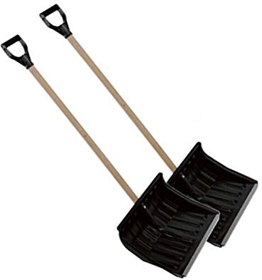 2X Schneeschaufel Schneeschieber Eckig Holzstiel Schwarz 45cm x35cm Kante Aluprofil
