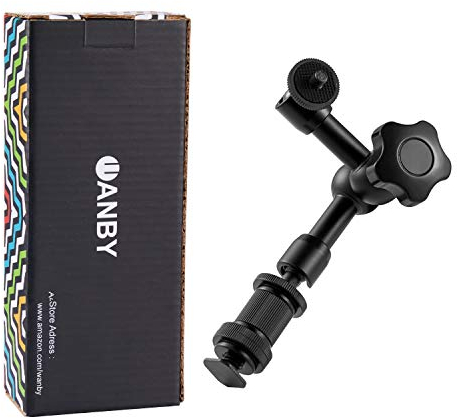 WANBY 7 Inch Articulating Friction Magic Arm & Large Adjustable Super Rod Clamp Pliers Clip with 1/4 and 3/8 Thread for DSLR Camera Rig, LCD Monitor, LED Lights, Flash Light (Arm)
