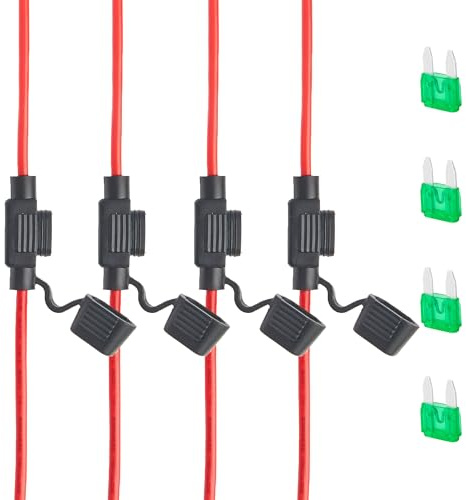RED WOLF Sicherungshalter 4 Stück Mini-Sicherungshalter Mit 30A ATM Auto KFZ LKW Flachsicherung Dracht Inline 4mm² Kabelquerschnitt