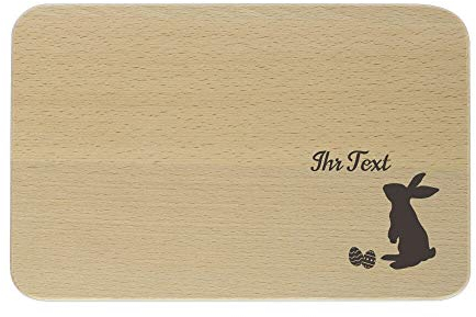 Frühstücksbrettchen mit individueller Gravur - Hase - (23 x 15 x 1 cm) - Abgerundete Ecken - Brotbrett - Schneidebrett - Vesperbrett/Jausenbrettchen/Brotzeitbrettchen - STEMPEL-FABRIK
