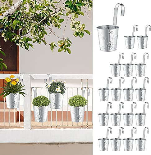 Cepewa Übertopf Zink Springflower 18er Set│Blumentopf zum Hängen mit geprägtem Muster │Ø 11 cm Silber (18er Set Übertopf Springflower Silber)