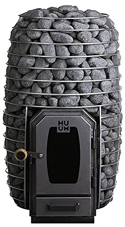 HUUM Hive Wood 13 kW Sauna Stove, 198 pounds of Rounded Olivine Stones Included (for saunas Between 210-460 cu ft.)
