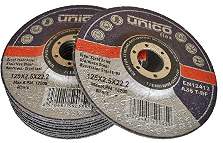 10 Stück Trennscheibe Ø 125mm, 2,5mm Stärke, gekröpft, 22,23mm Aufnahme für handgeführte Winkelschleifer. Geeignet für Stahl Edelstahl Inox Metall Stein etc.
