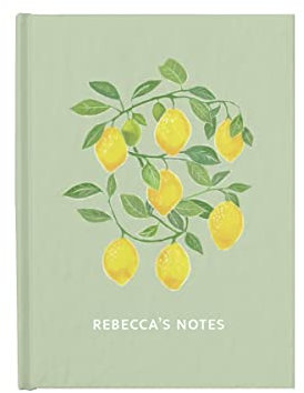 Lemon tree notebook hardback lined journal for use as a planner, diary or recipe book (Sage green, Lined pages)