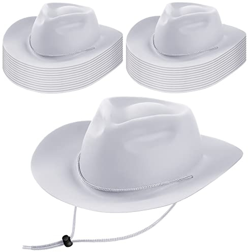 Mepase 24 Pieces Cowboy Hats Bulk Felt Western Party Hat Men Women White