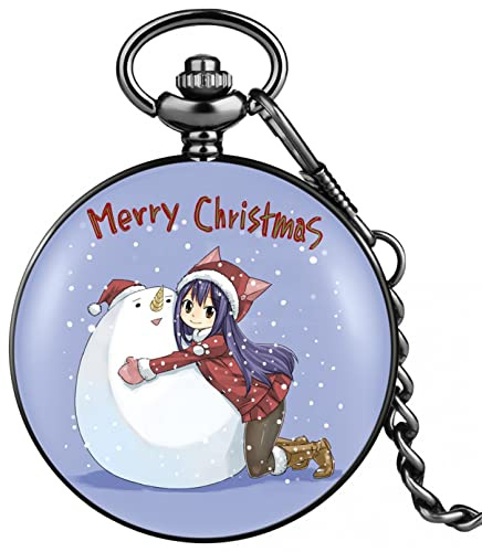 ZALTAS Svart kvarts fickur God Jul Hänge Klocka Kedjeklocka Gåvor