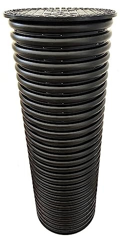 SP Sickerschacht SN8 DN300 oder DN400 geschlitzt Drainagerohr Deckel Regenrinne (DN300 geschlitzt/1m), Schwarz