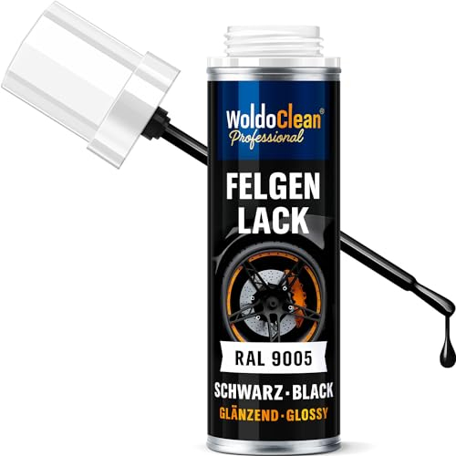 WoldoClean Stick per ritocchi ai cerchioni nero per la rimozione dei graffi - 12 ml di lacca acrilica 1K ad asciugatura rapida e lucida