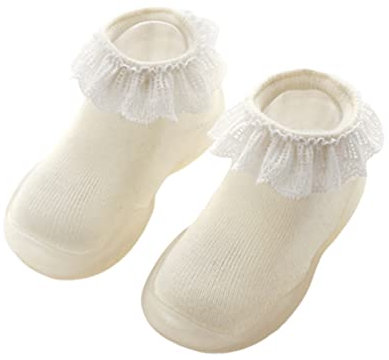 Toyvian Rutschfeste Babysocken Aus Warme Fußsocken Für Kleinkinder Und Junge Mädchen Für Erste Schritte Und Glatte Böden Weiß