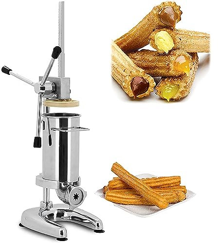 Manueller Churro-Maker, kommerzielle 3-Liter-manuelle spanische Donut-Churrera-Churro-Maker-Maschine, 5 Arten von Formen, vertikale spanische Churrera-Maschine aus Edelstahl, Snack-Ausrüstung 3L
