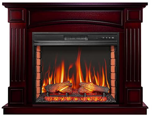 ArtiFlame Elektrischer Standkamin mit Heizung Boston AF28S LED CONYAK mit Ton, 12 Heizstufen, Timer, echter Flammeneffekt, 3 Helligkeitsstufen, Fernbedienung, Braun