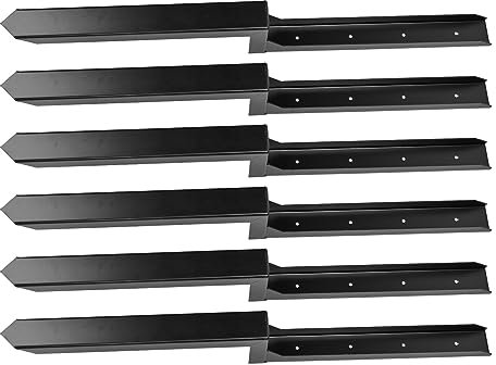 Steel Fence Post Repair Stakes with Ground Spike, Black, 6-Pack