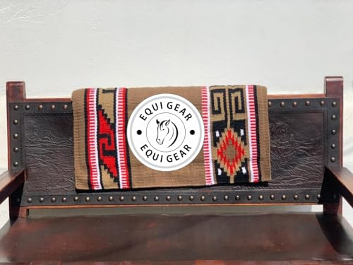 EQUIGEAR Western Show Horse Satteldecke aus neuseeländischer Wolle, Western-Design, handgefertigte Satteldecke, Wollpolster, Sensor Flex (Anpassung möglich), WK55 (34x36)