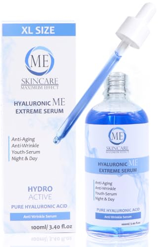 Hyaluron Serum 100ml hochdosiert - Hyaluronsäure Serum Gesichtsserum – Anti Wrinkle, Anti Aging Hyaluronic Acid super Serum, Gesichtspflege Männer und Frauen, Hyaluronic Booster