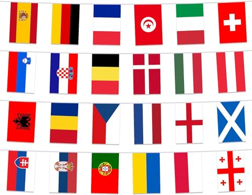 Euro 2024 Banner, European Football Flags Bunting, European Bunting, Euro 2024 Football Party Decorations for Bar Club Garden School Outdoor Indoor Party Decor