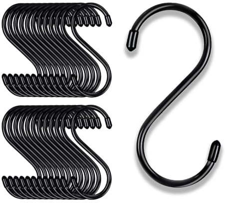 Huamirra S Haken, 24 Stück S Förmige Haken, Edelstahl Haken Zum Einhängen, Doppelhaken Aufhängehaken, für Küche, Bad, Büro, Garten oder Outdoor Aktivitäten