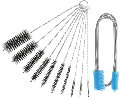 TNSLAND 11pcs Limpia Pajitas Set, 155cm Cepillos Limpieza Hogar, Cepillo Limpieza Limpiador Botellas por Dentro Cepillo Limpia Botellas Cleaning Brush, Negro Azul