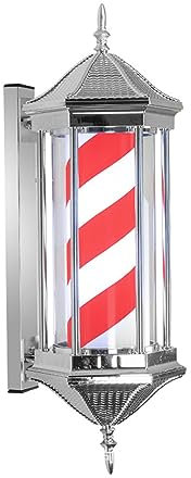Luz de Poste de barbero de 70 cm, Letrero Abierto de peluquería, Tiras LED giratorias de barbería, Rojo, Blanco, Azul y Negro, Montaje en Pared, Resistente al Agua, Ahorra energía,Red and White