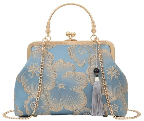 YeBon Retro Schulterkette Messenger Clutch Chinesischer Stil Stickerei Jacquard Damen Abendtaschen L