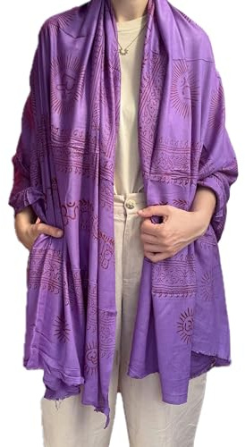 Generico Scialle Om per Yoga, Hare Rama Hare Krishna, Sciarpa da Meditazione Unisex Hippie e Boho Hindu (Standard, Viola)