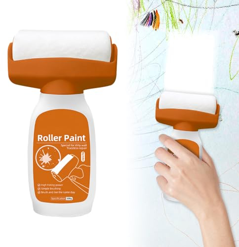 DAJASD Wandfarbe Ausbessern Weiß, 500g Wandreparatur Rollbürste mit Wandreparaturpaste, Ausbesserungsfarbe Weiss, SOS Wandfarbe Weiß Roller für Graffiti Kratzer Flecken Risse Wandkratzer