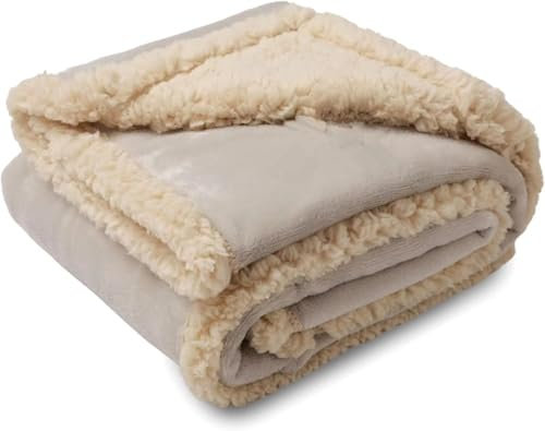 Hrlace wasserdichte Hundedecke Waschbar Katzendecke Haustierdecken Verdickter Couch-Abdeckung Weicher Plüsch Möbelschutz Wendbar Überwurfschutz für Bett, Couch, Auto, Sofa Beige XS:50 * 70CM
