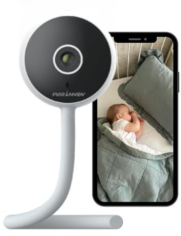 PARINNOV - 2K(3MP) Baby Monitor, Baby Monitor Video e Audio, Avviso di Pianto e Movimento, Notturna, Walkie-Talkie, Monitoraggio della Temp. e Umidità, Ninne Nanne, Asta di Montaggio Regolabile, Alexa